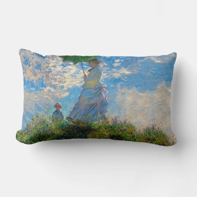Monet Woman Parasol Impressionism Lumbar Cushion (Front)