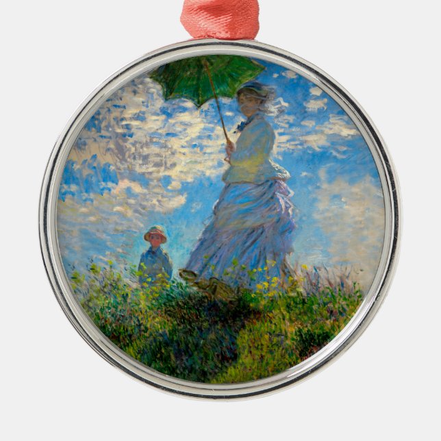 Monet Woman Parasol Impressionism Metal Tree Decoration (Front)