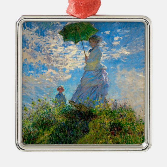 Monet Woman Parasol Impressionism Metal Tree Decoration (Front)