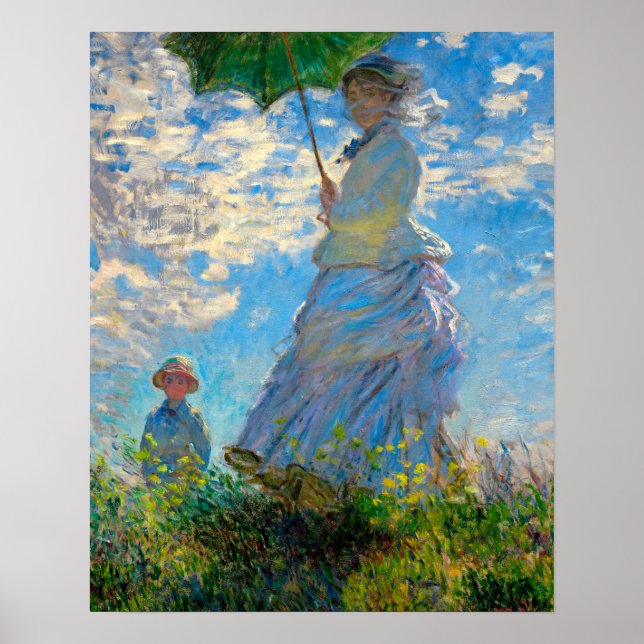 Monet Woman Parasol Impressionism Poster (Front)