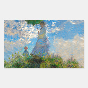 Monet Woman Parasol Impressionism Rectangular Sticker