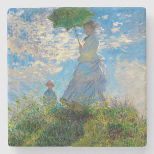 Monet Woman Parasol Impressionism Stone Coaster