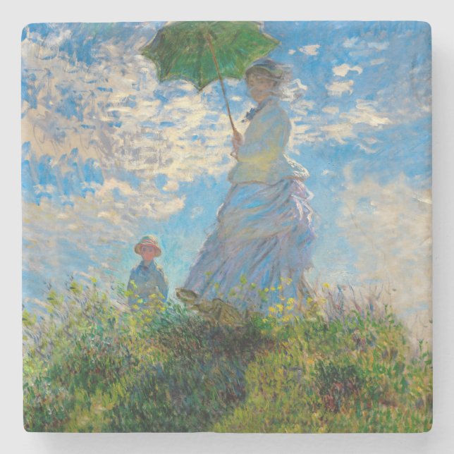 Monet Woman Parasol Impressionism Stone Coaster (Front)