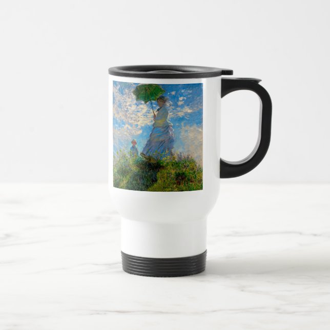 Monet Woman Parasol Impressionism Travel Mug (Right)