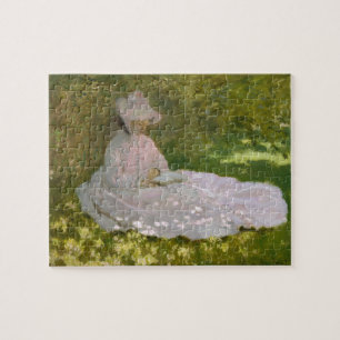 Monet Woman Reading (Springtime) Fine Art Jigsaw Puzzle