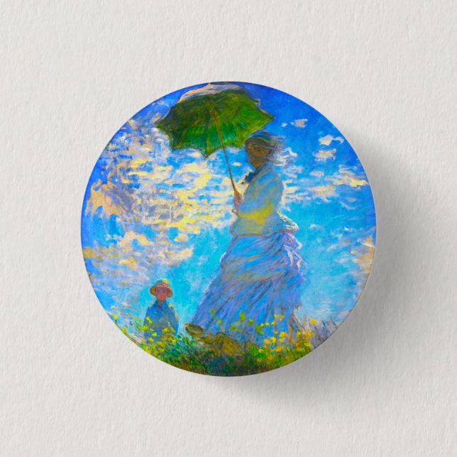Monet Woman with a Parasol 3 Cm Round Badge (Front)