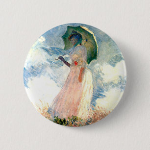 Monet Woman with a Parasol Facing Left 6 Cm Round Badge