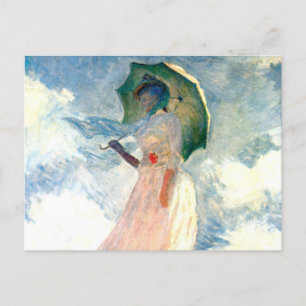 Monet Woman with a Parasol Facing Left Announcement Postcard