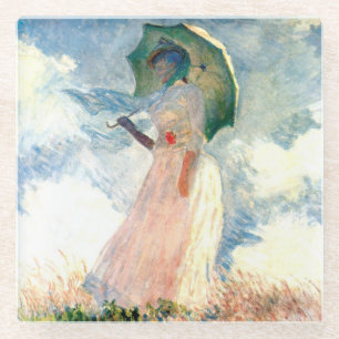 Monet Woman with a Parasol Facing Left Glass Coaster