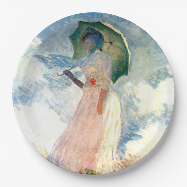 Monet Woman with a Parasol Facing Left Paper Plate (Front)