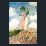 Monet Woman With A Parasol Print<br><div class="desc">Monet Woman with a Parasol print. Tempera on Canvas from 1886. One of French Impressionist Claude Monet’s most striking studies, Woman with a Parasol features a beautiful woman standing in a white dress with red corsage holding a green parasol as her blue scarf blows in the hot summer breeze. The...</div>