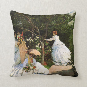Monet Women in the Garden Throw Pillow