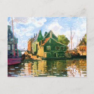 Monet - Zaandam, Canal, 1871 fine art painting Postcard
