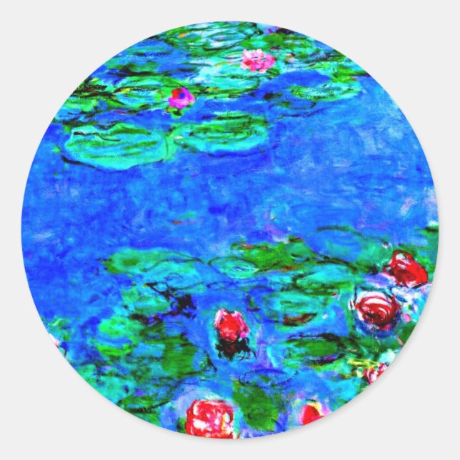 Monet's famous painting, Water Lilies (macro view) Classic Round Sticker (Front)