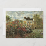 Monet's Garden at Argenteuil by Claude Monet<br><div class="desc">The Artist's Garden in Argenteuil (A Corner of the Garden with Dahlias) (1873) by Claude Monet is a vintage impressionism fine art floral nature painting. A country farm house is in the background. A couple in love is walking past a romantic spring season garden with blooming roses and other flowers....</div>