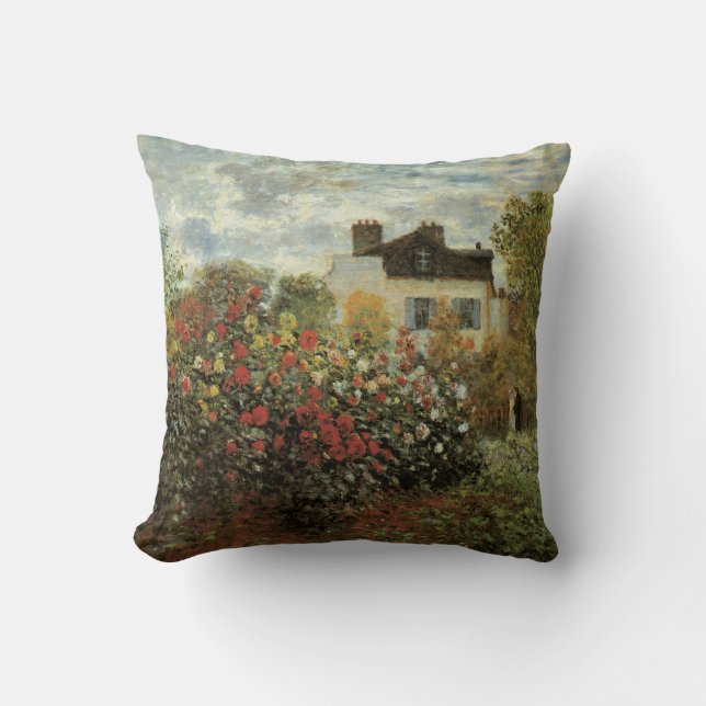 Monet's Garden at Argenteuil by Claude Monet Cushion (Front)