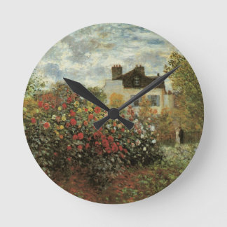 Monet's Garden at Argenteuil by Claude Monet Round Clock
