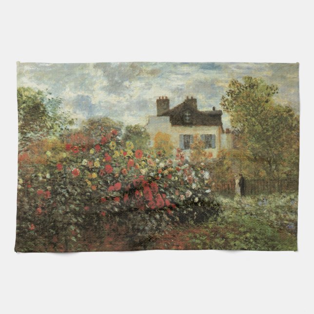 Monet's Garden at Argenteuil by Claude Monet Tea Towel (Horizontal)