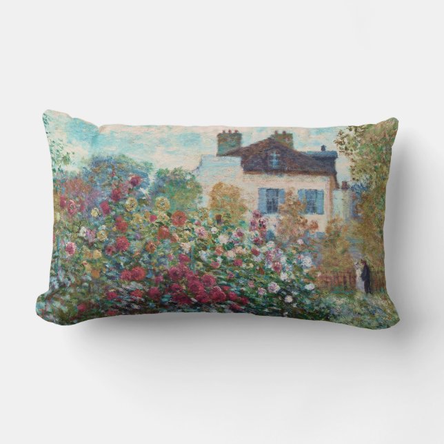 Monet's Garden at Argenteuil Fine Art Lumbar Cushion (Front)
