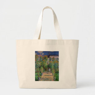 Monet's Garden at Vetheuil Impressionist Painting Large Tote Bag