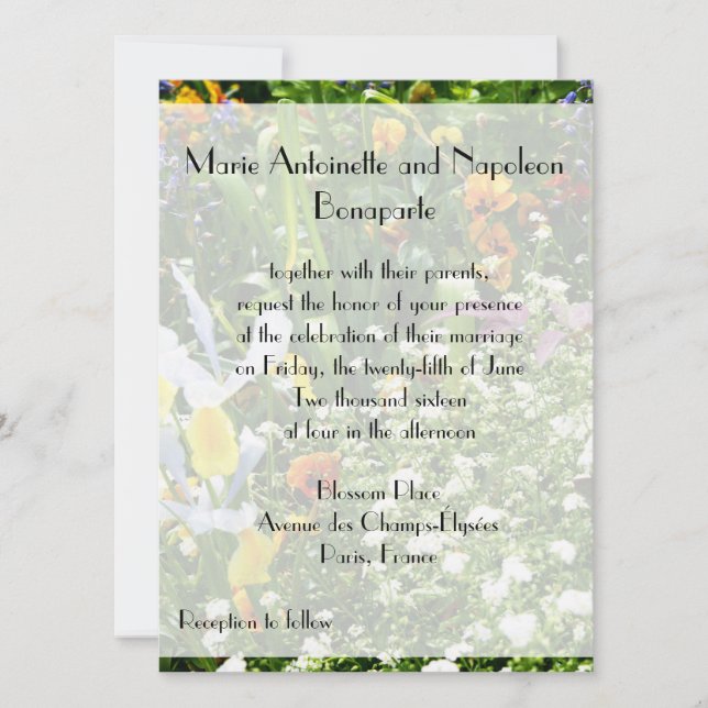Monet's Garden Flowers Wedding Invitation (Front)