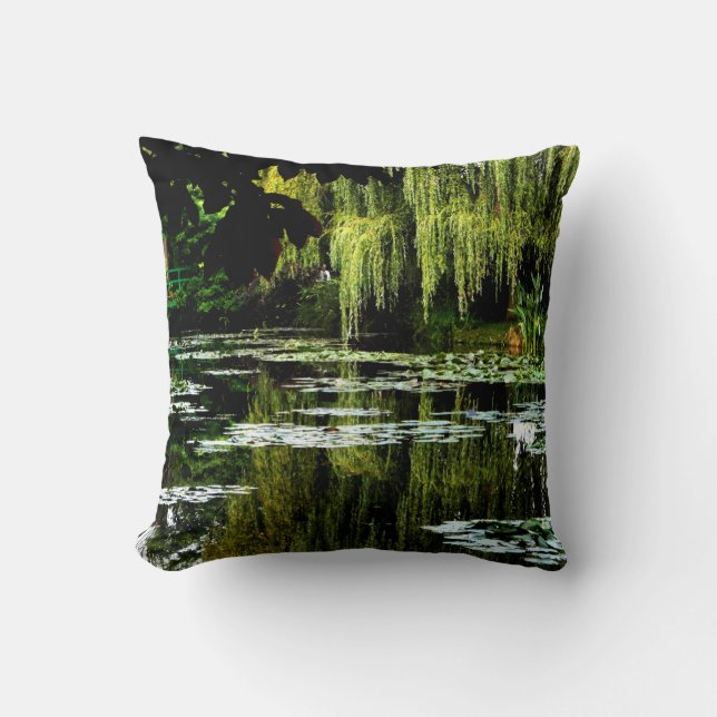 Monet's Lily Pond with Willows, Giverny, France Cushion (Front)