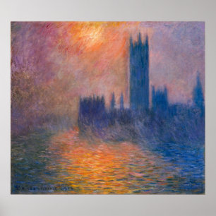 Monet's The Houses of Parliament, Sunset Poster