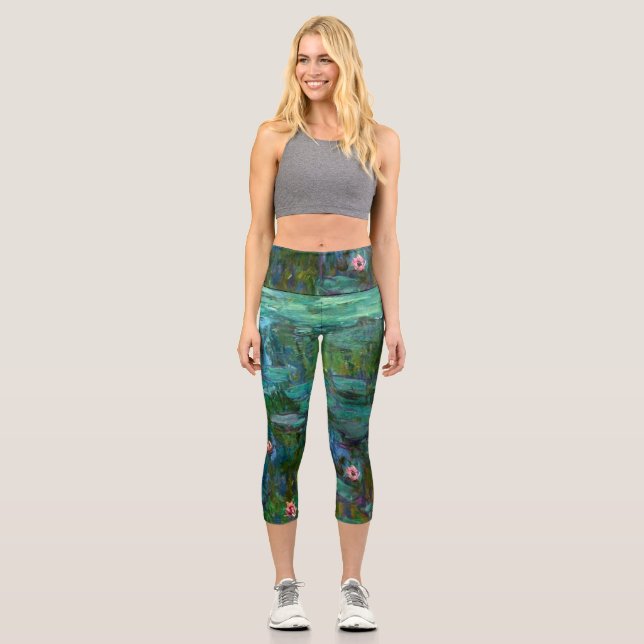 Monet's Water Lilies Capri Leggings (Front)