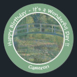 Monet's Water-Lily Pond and Footbridge Party Items Classic Round Sticker<br><div class="desc">This is one of his famous paintings from his water garden at his home at Giverny. Claude Monet (1840-1826) was one of the founders of French impressionist movement. He is perhaps most noted for his paintings of lilies and water. The term Impressionism is derived from the title of his painting...</div>