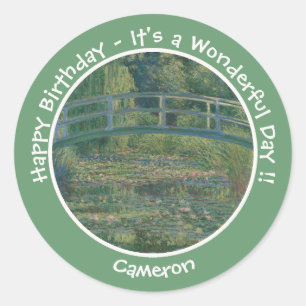 Monet's Water-Lily Pond and Footbridge Party Items Classic Round Sticker