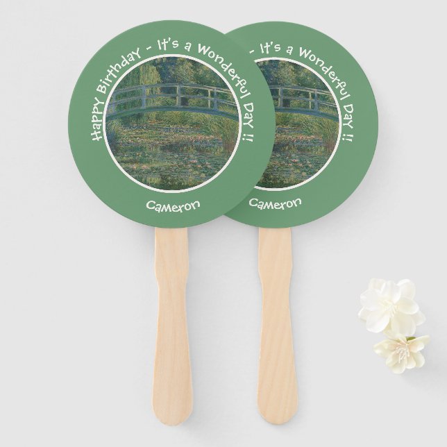 Monet's Water-Lily Pond and Footbridge Party Items Hand Fan (Front and Back)