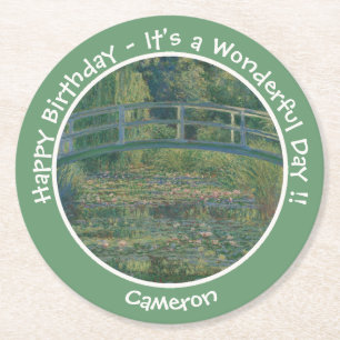 Monet's Water-Lily Pond and Footbridge Party Items Round Paper Coaster