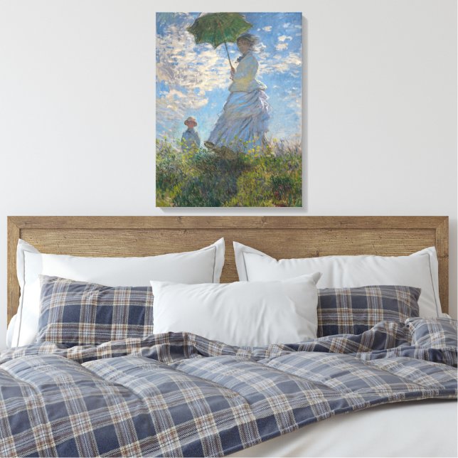 Monet's Woman with Parasol,Impressionist Landscape Canvas Print (Insitu(Bedroom))