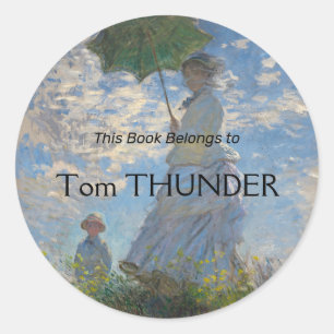 Monet's Woman with Parasol,Impressionist Landscape Classic Round Sticker