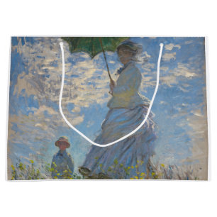 Monet's Woman with Parasol,Impressionist Landscape Large Gift Bag