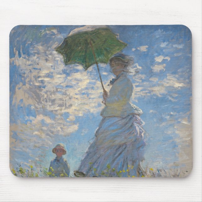 Monet's Woman with Parasol,Impressionist Landscape Mouse Mat (Front)