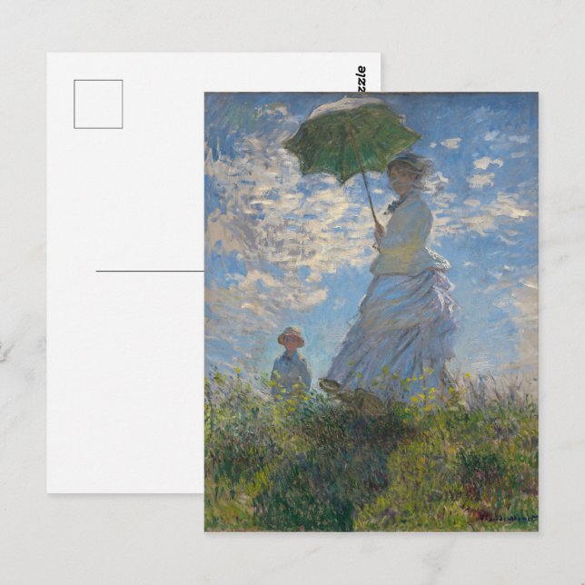 Monet's Woman with Parasol,Impressionist Landscape Postcard (Front/Back)