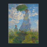 Monet's Woman with Parasol Postcard<br><div class="desc">Woman with Parasol was painted by impressionist painter Claude Monet in 1875.  The painting is of Madame Monet and her son. This classic masterpiece is filled with light and softness in pastel and bright shades of blue and green.</div>