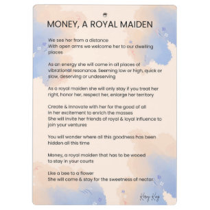 Money, A Royal Maiden Inspirational Poem Poetry  Clipboard