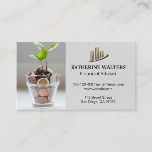 Money Bag   Change Plant   Bar Chart Business Card