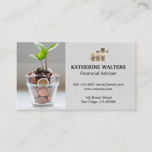 Money Bag   Change Plant   Bar Graph Logo Business Card