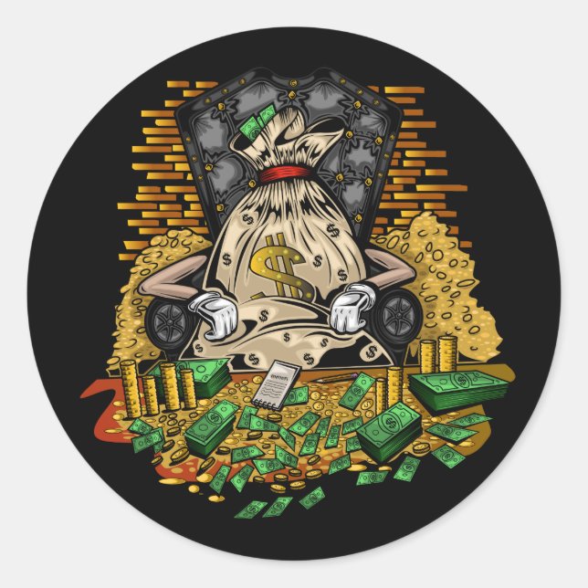 Money Bag  Classic Round Sticker (Front)