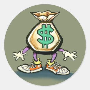 Money Bag Classic Round Sticker