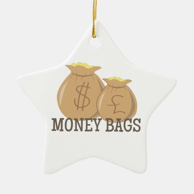 Money Bags Ceramic Tree Decoration (Front)