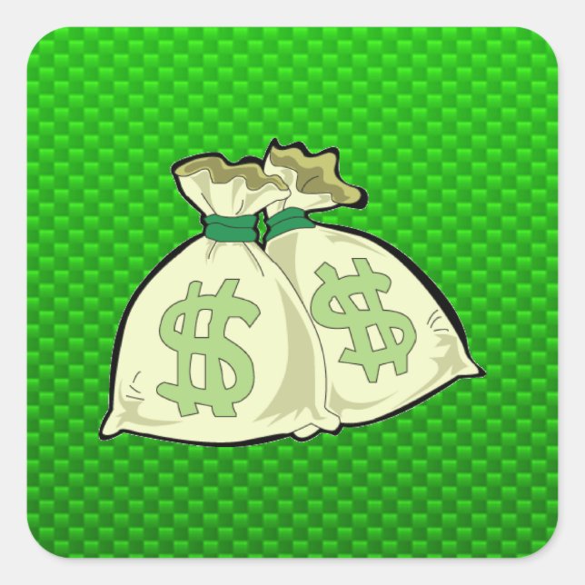 Money Bags; Green Square Sticker (Front)