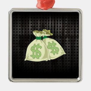 Money Bags; Rugged Metal Tree Decoration
