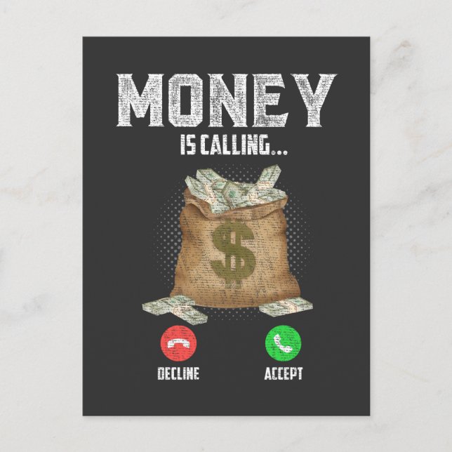 Money Calling  Business Gangster Entrepreneur Rich Postcard (Front)