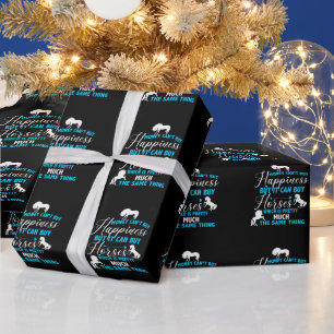 Money Can Buy Horses Blue Wrapping Paper