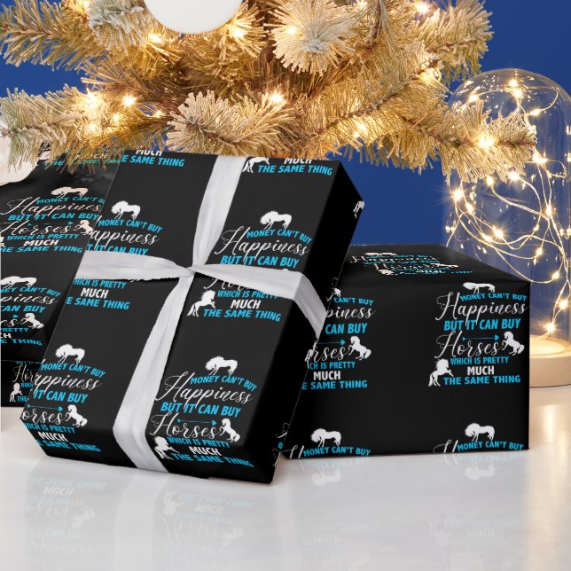 Money Can Buy Horses Blue    Wrapping Paper (Holidays)