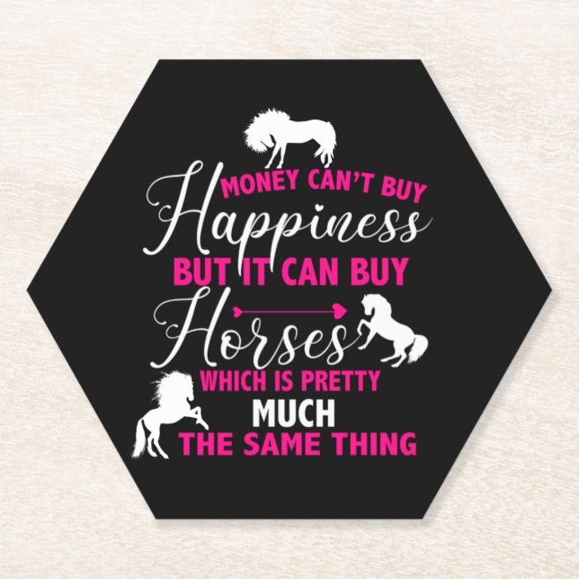 Money Can Buy Horses Hot Pink    Paper Coaster (Front)